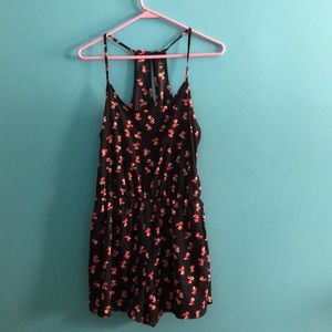 Flowered black romper